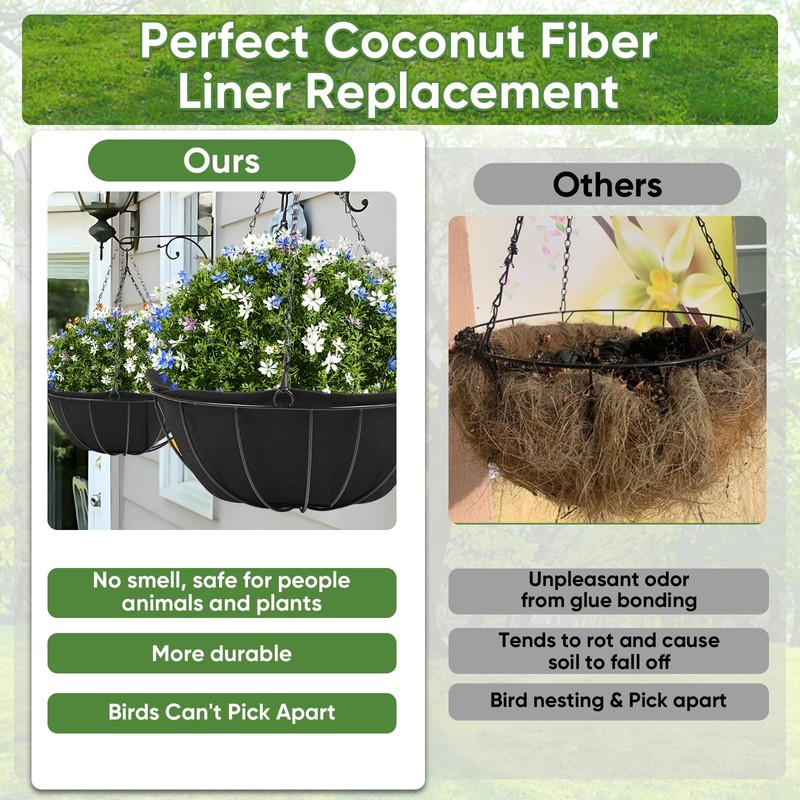 HKZ Hanging Planter Basket Liners - 4 Pack 12 Inch