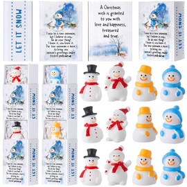 HyDren 24 Sets Mini Resin Snowman Christmas Appreciation Gifts Mini Snowman Figurines with Container Xmas Micro Landscape Ornament Thank You Team Gifts for Employees Friends Bulk Xmas Party Favors