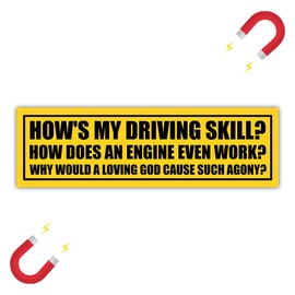 BAVAHA [10"x3"] How Am I Driving How Does An Engine Work Bumper Magnet Hows My Driving Stickers Funny Mechanic Stickers Christian Car Magnet Jesus Sticker Decorations for Car Truck Toolbox Accessories