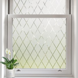 bofeifs Lattice Window Privacy Film, Frosted Glass Static Clings, UV Blocking Decorative Window Tint, Christmas Stained Glass Window Coverings for Home Bathroom Door (Vinyl, 17.5 x 78.7 in)