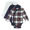HonestBaby 3-Pack Organic Cotton Long Sleeve Kimono Bodysuits, Red Tartan,