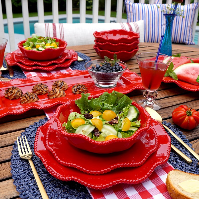 Certified International Perlette Red 8.5" Melamine All Purpose Bowls, Set