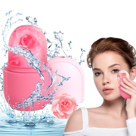 Shoonlo Ice Roller Facial, Molde de Hielo para la Cara y Ojos Reutilizable, Rodillo de Hielo Facial para Mejora La Piel Opaca/Piel Firme/Elimina la Hinchazón de Los Ojos/Elimina Las Ojeras (Rosa)