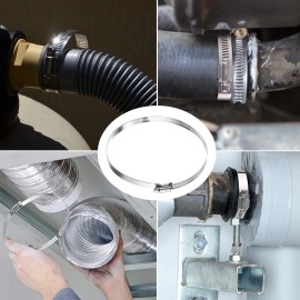 MIAHART 6 inch Hose Clamp Adjustable 304 Stainless Steel Duct Clamps Worm Gear A