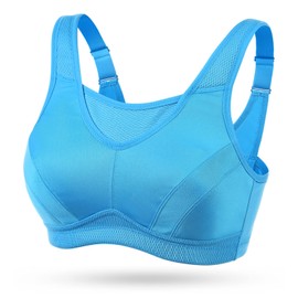 WingsLove Women's Sports Bra High Impact Bra Full Coverage Wirefree Workout Non Padded Ultimate Running Bra Sports Bra Women Plus Size Blue