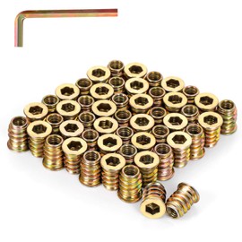 M8 x 25mm Wood Inserts Bolt Furniture Screw in Nut Threaded Fastener Connector Hex Socket Drive for Wood Furniture, 25 PCS