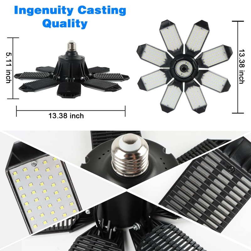 POLARPRA Garage Lights - 40000LM Super Bright Garage Lights Ceiling