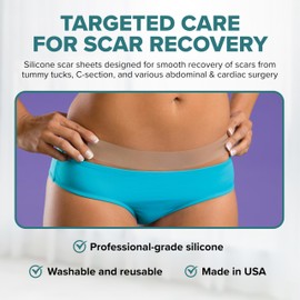 Epiderm Long Strips Clear Silicone Scar Sheets – Soft, Flexible & Reusable Scar Sheets - Treatment for Tummy Tuck, C-Section & Surgery Scars - Conforms to Body Contours - 1.4" x 11.5", 1 Pair