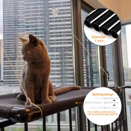 KGRAPET Cat Window Perch Cat Hammock Cat Window Bed Pipe Reinforcement 4 Screw Suction Cups Carry 30 Pound Space Saving Cat Window Seat Cat Window Perch for Indoor Cats Cat Perch Window