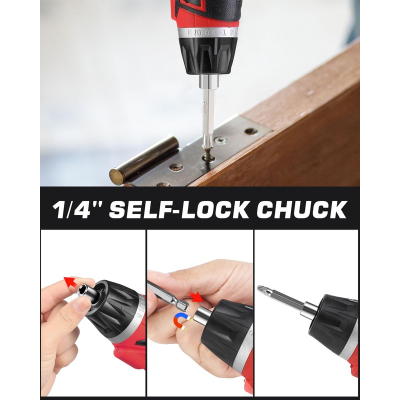 DuroFort Cordless Electric Screwdriver Set, 8V 10Nm Rechargeable Power Electric