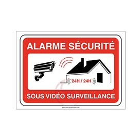 Aua Signaletique - Panneau Alarme Sécurité sous Vidéo Surveillance 24H/24 Propriété Privée - 300 x 210 mm, PVC 1. 5 mm