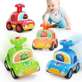 MOONTOY Press Go Dinosaur Toy Cars for Toddlers 1-3 Baby Toys for 1 2 Year Old Boy 1st Birthday Girl Gifts 6-9-12-18 Months Push Car Truck Toddler Boy Toys 1-2 2-3 2-4 Easter Basket Stuffers for Kids