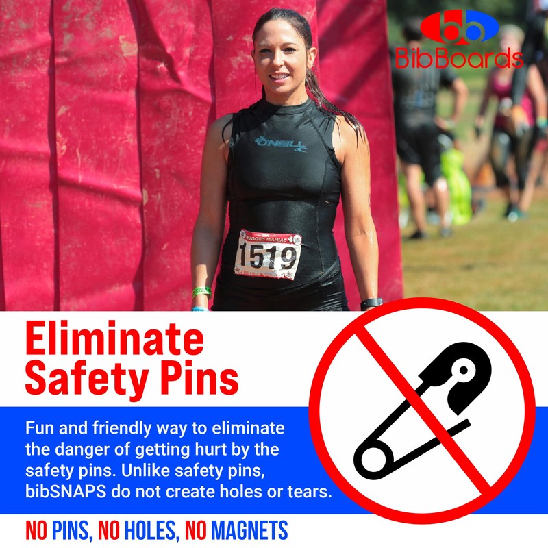 bibSNAPS Race Bib Clips - Safety Lock Fasteners - Secures