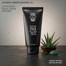 Lather & Wood Shaving Co Best Face Wash for Men - Lather & Wood's Face Scrub - Luxurious Exfoliating Mens Face Wash for the Man's Man. 4oz Facial Clea