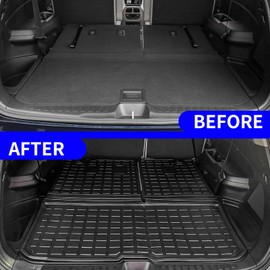 Rongtaod Floor Mats Compatible with 2016-2022 Honda Pilot 7 Seats Trunk Mat Cargo Mat Cargo Liner Back Seat Cover Protector (No Elite Model) Pilot Accessories (Trunk Mat with Backrest Mat+Floor Mats)