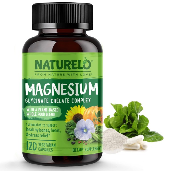 NATURELO Magnesium Glycinate Chelate Complex - 200 mg Magnesium with
