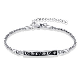 NIFUNAO Sun and Moon Bracelets for Women 925 Sterling Silver Sun and Moon Inspirational Bracelets Womens Bracelets for Mother Mom Wife