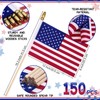 150 Pcs Small American Flags on Stick, 8 x 12