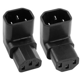Right Angle IEC Connectors C14 to C13, Angled IEC Cable, 90 Degree Downward, 250 V 10 A, PVC Material, 3 Pin, for Computers, PDU Cabinets, Printers, Rice Cookers and Electrical Appliances, Pack of 2