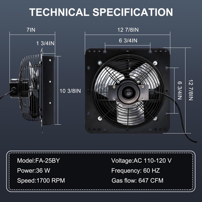 Criditpid 10 Inch Shutter Exhaust Fan with Speed Controller Switch,