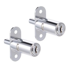 uxcell Drawer Desk Wardrobe Cabinet Push Plunger Lock, 3/4" Cylinder Diameter 1-1/2" Cylinder Length, Zinc Alloy Chrome Finish, Keyed Alike 2Pcs