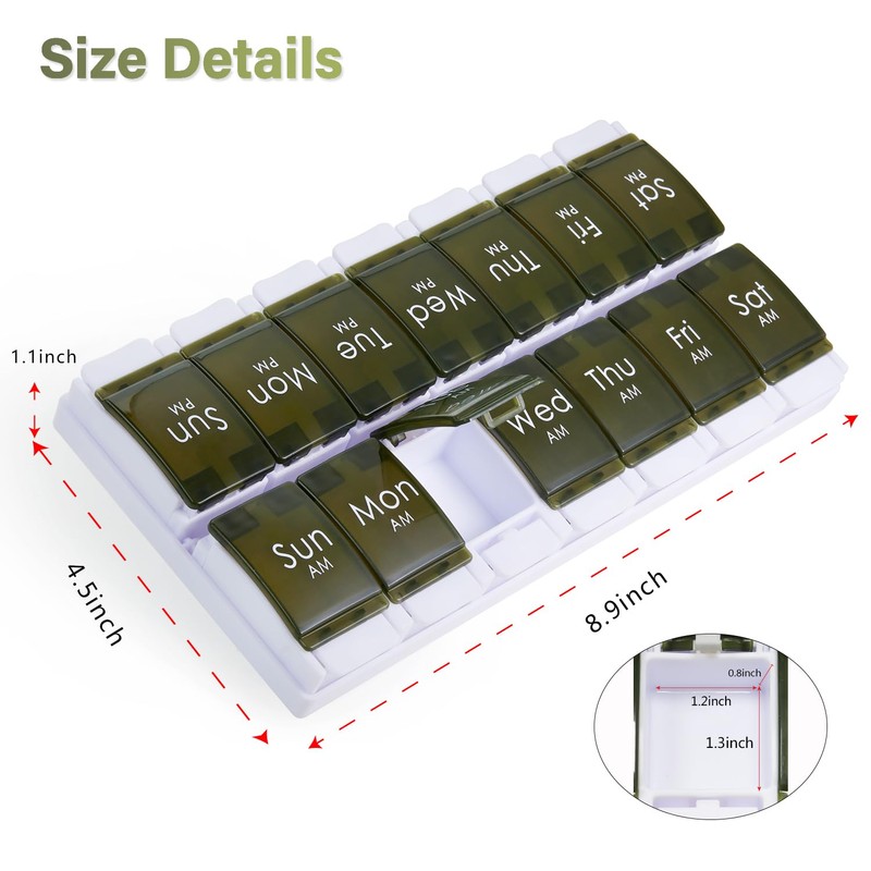 2 Week Pill Box, MOLN HYMY 7 Day Pill Organizer