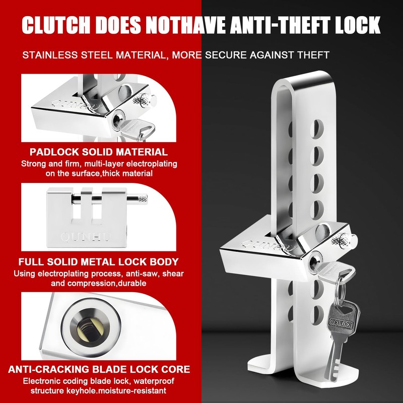 Auto Anti-Theft Car Brake Clutch Lock Safety Tool，Stainless Steel Auto