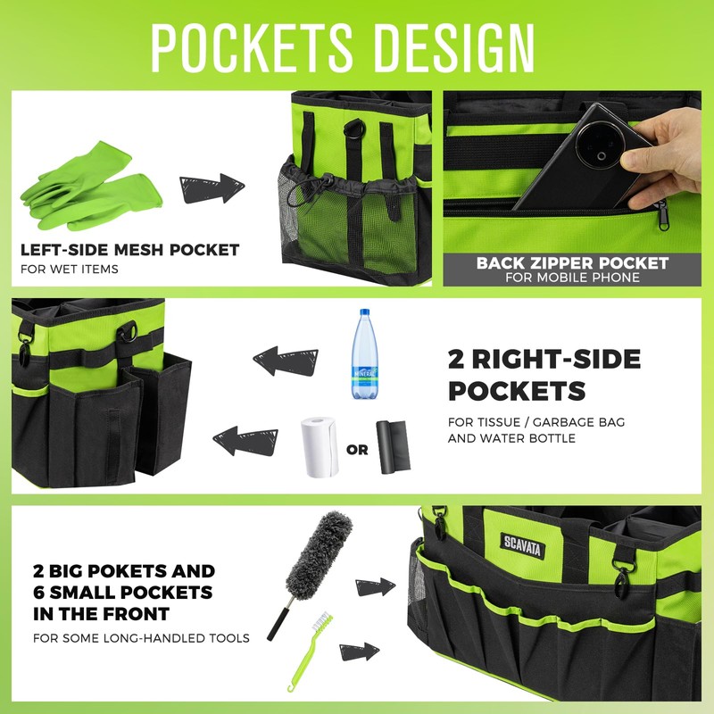 SCAVATA Wearable Cleaning Caddy Bag, Cleaning Caddy Supplies Organizer with