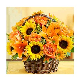 MXJSUA Diamond Painting Children's Diamond Painting Pictures, 5D Rhinestone Picture for DIY, Basket with Sunflowers, Cross Stitch Decorations, Art, Craft, Wall Decoration, 30 x 30 cm