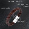 JIWOY Men's Braided Bracelet Stainless Steel Leather Bracelet Simple Cuff