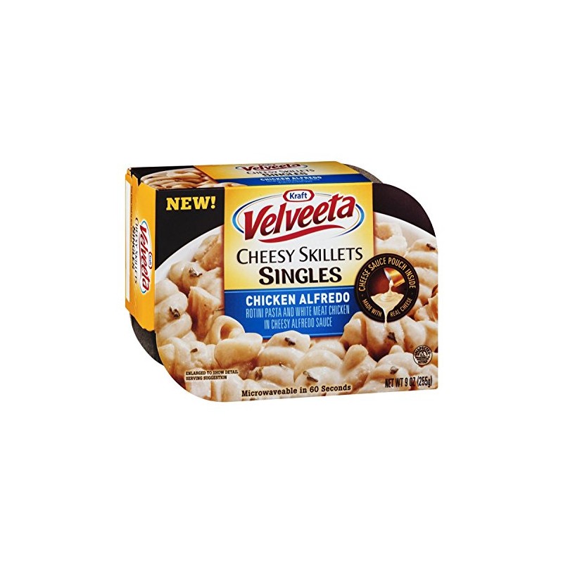 Kraft Velveeta Chicken Alfredo Cheesy Skillets Singles Microwave Dinner 9