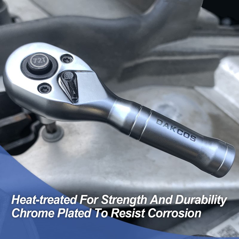 DAKCOS Stubby Reversible Ratchet Set 1/4" 3/8" 1/2" 3pc Drive