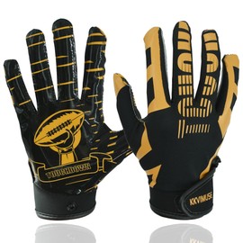 KKVIMUSE Youth Football Gloves, Sticky Kids Football Receiver Gloves, Flag Football Gloves Gifts for Boys Girls (Black, Small)