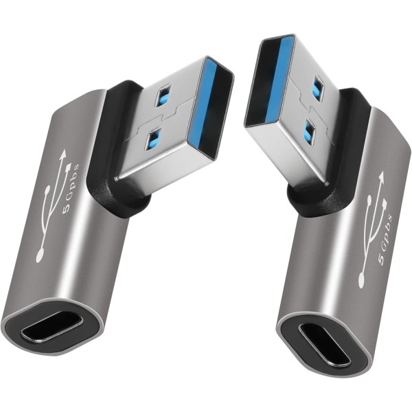 Togconn 2 Pack 90° USB-A Male to USB-C Female Adapter
