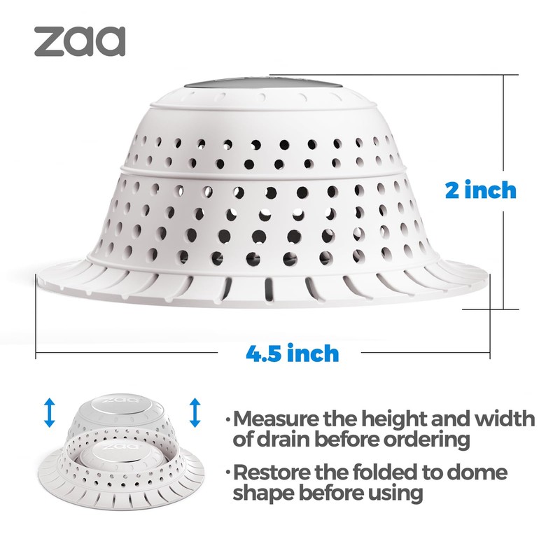zaa Bathtub Drain Hair Catcher, Silicone Collapsible 1 Pack Drain