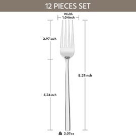 KINGSTONE Dinner Forks Set, 12-Piece Silverware Flatware Cutlery Dessert Forks (8.3-Inch), Forged Food-Grade Stainless Steel, Mirror Finish & Dishwasher Safe, Use for Kitchen, Home, Wedding, Party