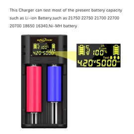 21700 18650 Battery Charger with Capacity Test Function,21700 Battery Charger 21750 18650 Charger with Capacity Test for 20700 22700 26650 26700 16340 (RCR123) Ni-MH Rechargeable
