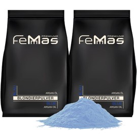 FemMas Bleaching Powder Blue 1000 g I Ultra Strong & Dust-Free I Bleaching Powder with Plex Technology & Argan Oil I Even Bleaching I Hair Bleach for Whitening up to 9 Shades