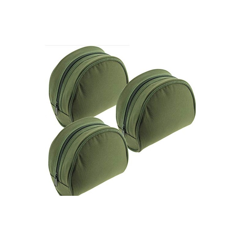 3 X Green Fishing Reel Cases For Coarse Carp Fishing