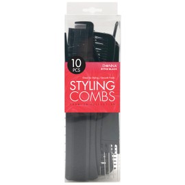 DONNA Styling Hair Comb 10PCS Hair Stylists Professional Styling Comb Set Variety Pack Great for All Hair Types & Styles BLACK