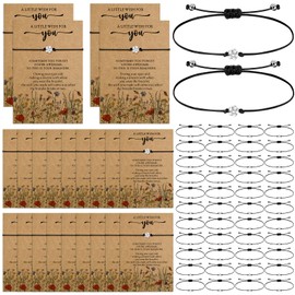 Remuuly 25 Sets Christmas Coworker Gifts Wish Bracelets Bulk for Women Mom Wild Flower Adjustable Bracelet with Wish Cards Inspirational Gifts You Are Awesome Gifts for Mother Teacher Friend Nurse