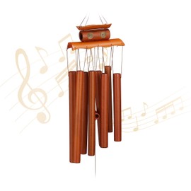Relaxdays Wind Chime Bamboo Wind Chime Hanging Decoration for Outdoor and Indoor Use Warm Sound Wind Organ H x W 60 x 14 cm Brown