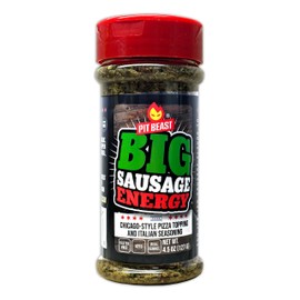 Pit Beast Big Sausage Energy Chicago-Style Pizza Topping and Italian Seasoning - Vegan Veggie Sausage Fennel Seasoning - Pasta, meatball seasoning