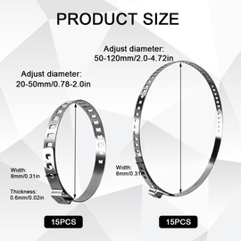 Pack of 30 Hose Clamps Stainless Steel CV Set, 20-120 mm Adjustable Axle Cuffs, Hose Clamps Tool, CV Hose Clamp Clip, Hose Clamps Require No Screws