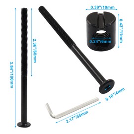 Jiozermi 12 Pcs M6 x 100mm Hex Socket Head Screws Bolts Barrel Nuts, Bunk Bed Bolts and Nuts Assortment Kit daybed Replacement Hardware for Furniture Beds Crib Chair and Desk with Wrench