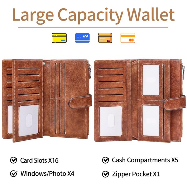 XINNSTAR XINNSTAR Womens Wallet RFID Blocking Large Capacity Credit Card