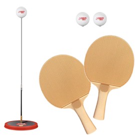 EnergyPower Red Soki DHS Table Tennis Trainer Metal Premium Base Family Ping Pong Table Not Required, Includes 2 Rackets & 3 Balls, Height Adjustable, Can Be Played by One or Two People, Serious