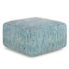 SIMPLIHOME Nate 20 Inch Boho Square Pouf in Patterned Teal