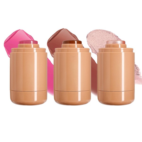 Face Blush Stick, 3pc Blush Stick, Smooth Lightweight Milk Blush