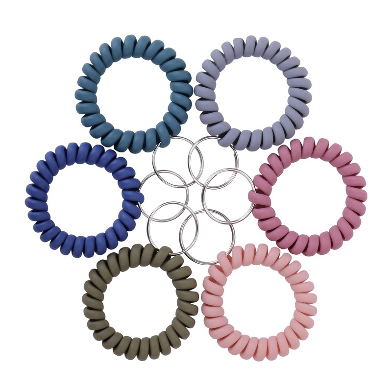 Yolev 6 Color Wrist Keychain Plastic Spring Transparency Flexible Spiral